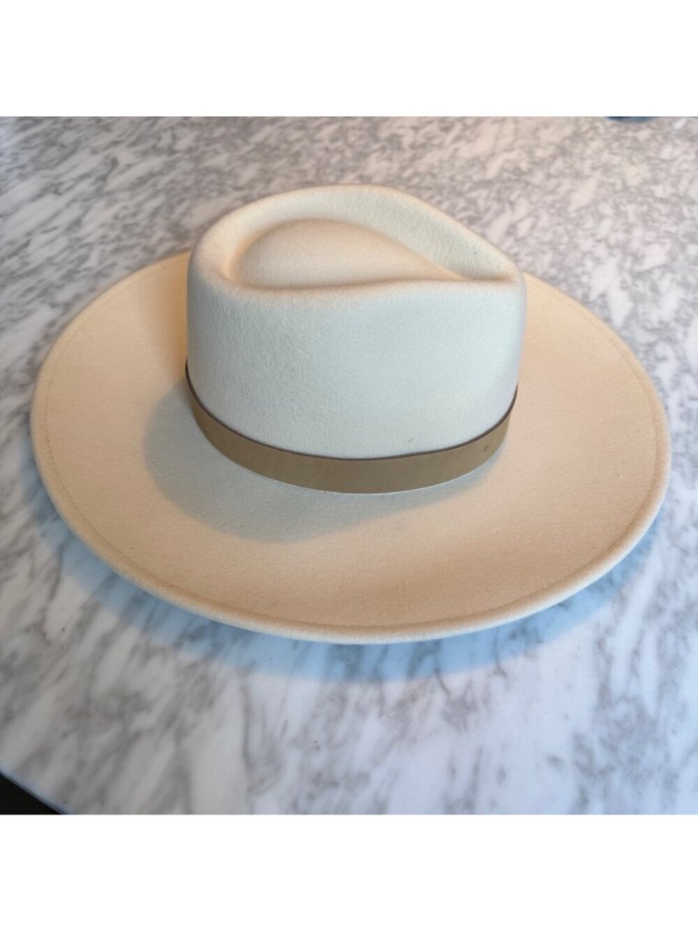 Brixton Eleanor Felt Packable Cream Wool Fedora Hat With Leather Band Size M 7 1 - Picture 4 of 10